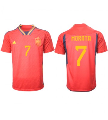 Hiszpania Alvaro Morata #7 Koszulka Podstawowych MŚ 2022 Krótki Rękaw
